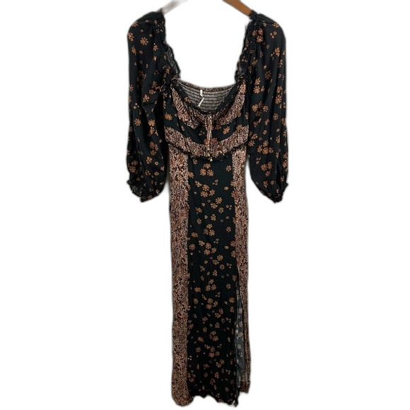 Free People Tigerlily Long Sleeve Boho Maxi Dress Black Size XS - Picture 3 of 16